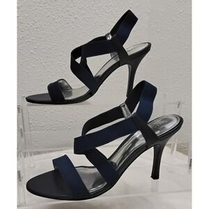 Liz Claiborne Blue Stretch Heel Sandals Elastic Strap Size 7.5M